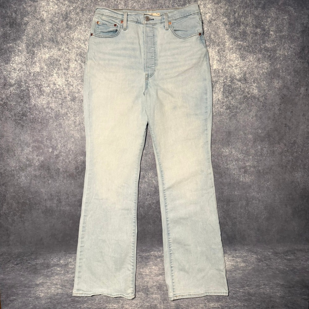 Levis Ribcage Bootcut Jeans Womens 32 x 32 Light‎ Wash High Rise Denim Blue